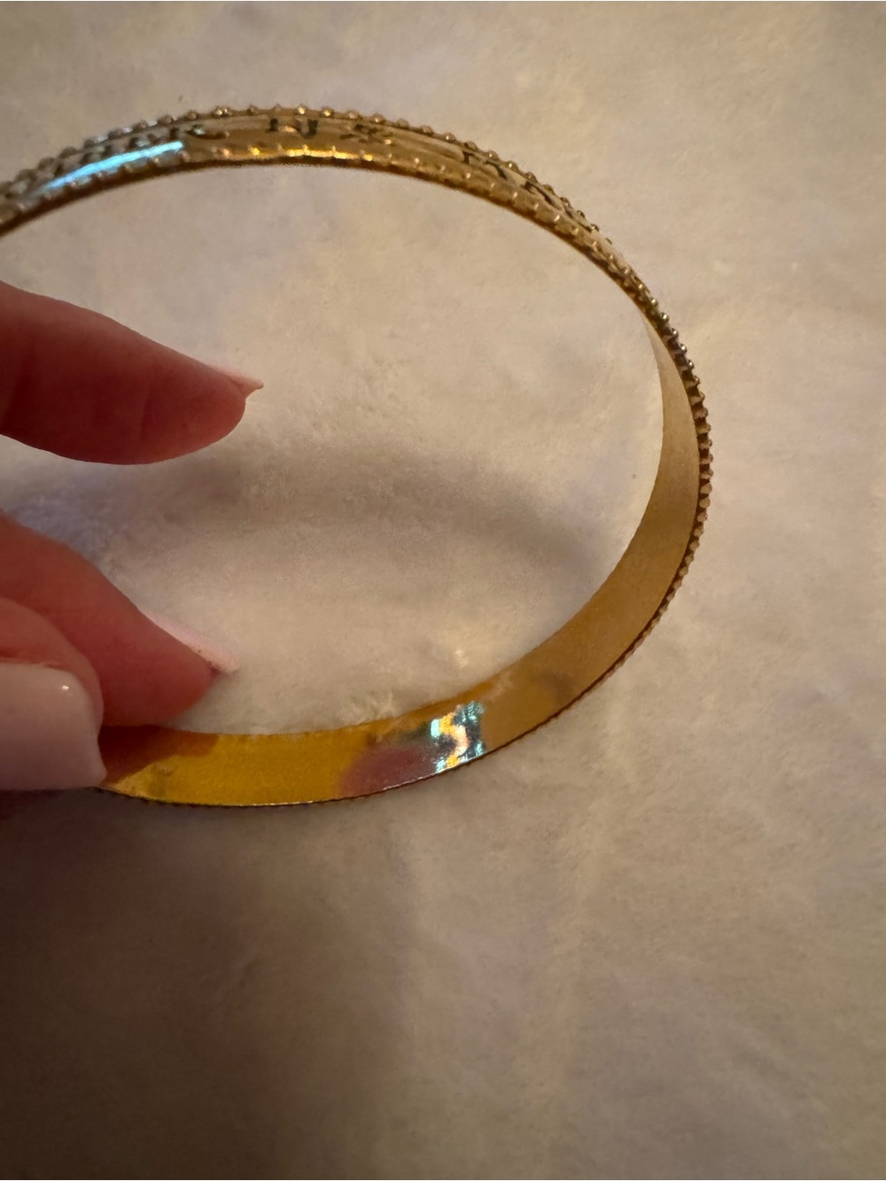 Gold 'MOTHER' Engraved Bangle Bracelet with different spellings - Picture 8 of 8